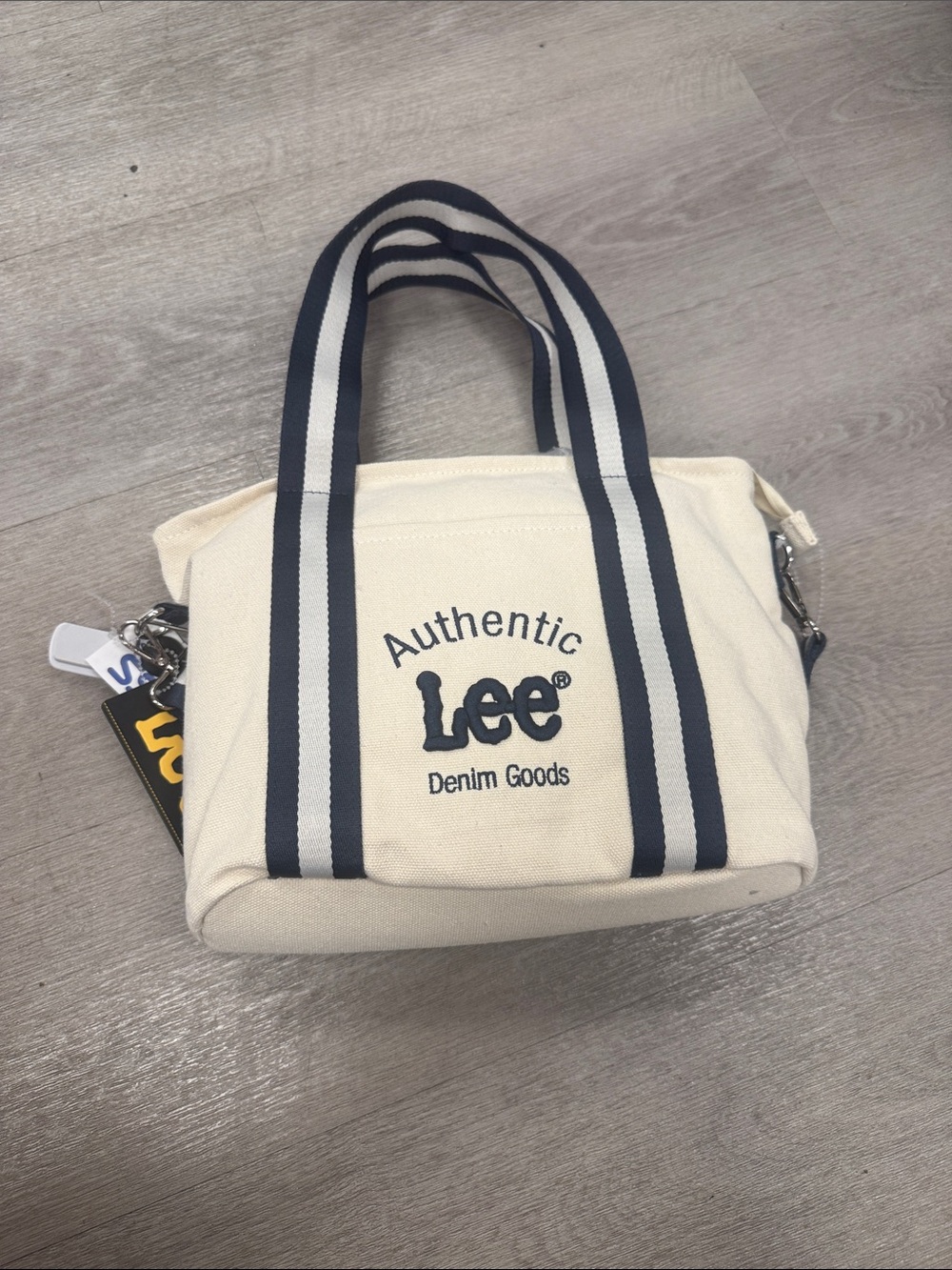 Lee Canvas Tote in Cream with Navy Stripes